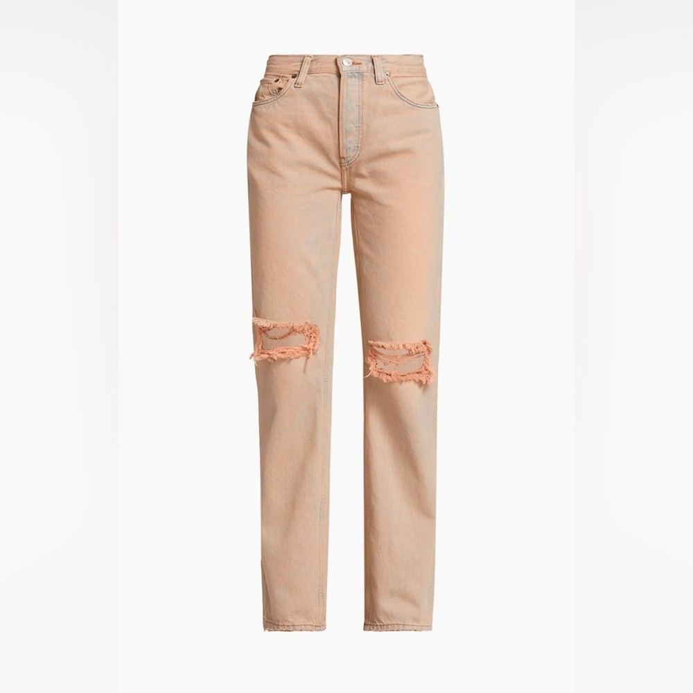 NWT Re/Done 90s Destroyed Straight Leg Orange Tint Jeans size 25